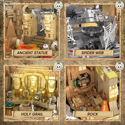 Temple Building Set for Adults, Temple of Golden Idol 5-in-1 Construction Building Toys, Classic Movie Scene Building Blocks for Adults & Teens, Collectible Present for Movie Fans (2388PCS)