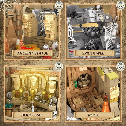 Temple Building Set for Adults, Temple of Golden Idol 5-in-1 Construction Building Toys, Classic Movie Scene Building Blocks for Adults & Teens, Collectible Present for Movie Fans (2388PCS)