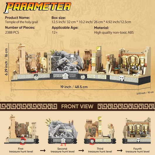 Temple Building Set for Adults, Temple of Golden Idol 5-in-1 Construction Building Toys, Classic Movie Scene Building Blocks for Adults & Teens, Collectible Present for Movie Fans (2388PCS)