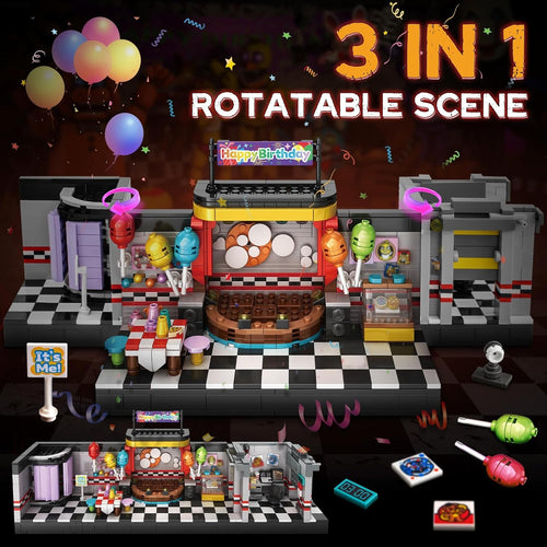 Five Nights Security Breach Stage Building Blocks Toys, Classic Horror Game Stage Building Set, Home Decoration Great Birthday Present for Teens, Collectible Present for Game Fans (1388PCS)