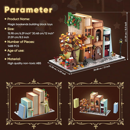 Bookend Magic House Building kit, Home Decorative for Building Block Toy, Bookcase Miniature House Model Building, Cool Bookshelf Organizer and Home Decor 1488pcs
