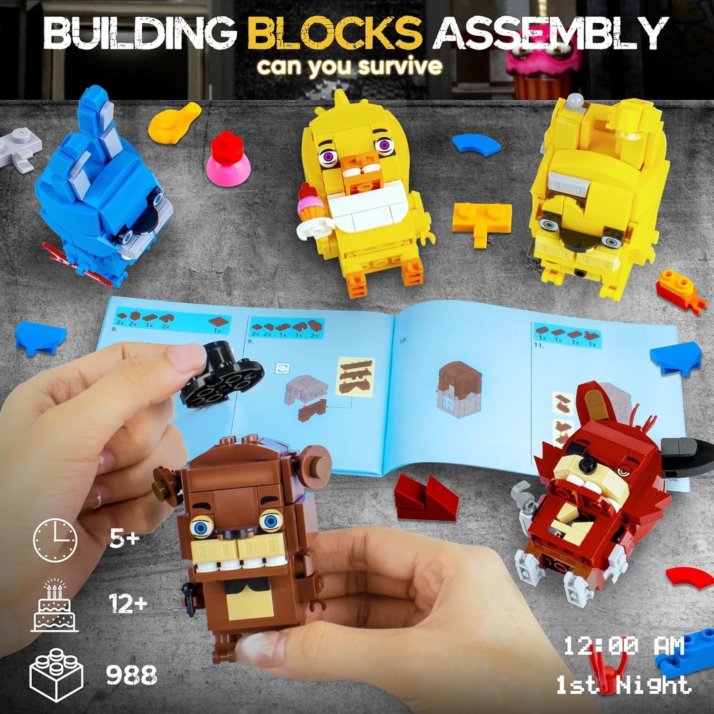 Five Nights Security Breach Building Blocks Toys, Classic Horror Game Five Nights 5 Pcs Action Figures, Great Birthday Presents for Teens, Collectible Present for Game Fans(988PCS)