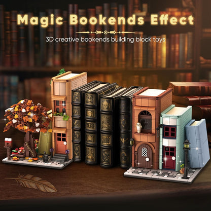 Bookend Magic House Building kit, Home Decorative for Building Block Toy, Bookcase Miniature House Model Building, Cool Bookshelf Organizer and Home Decor 1488pcs